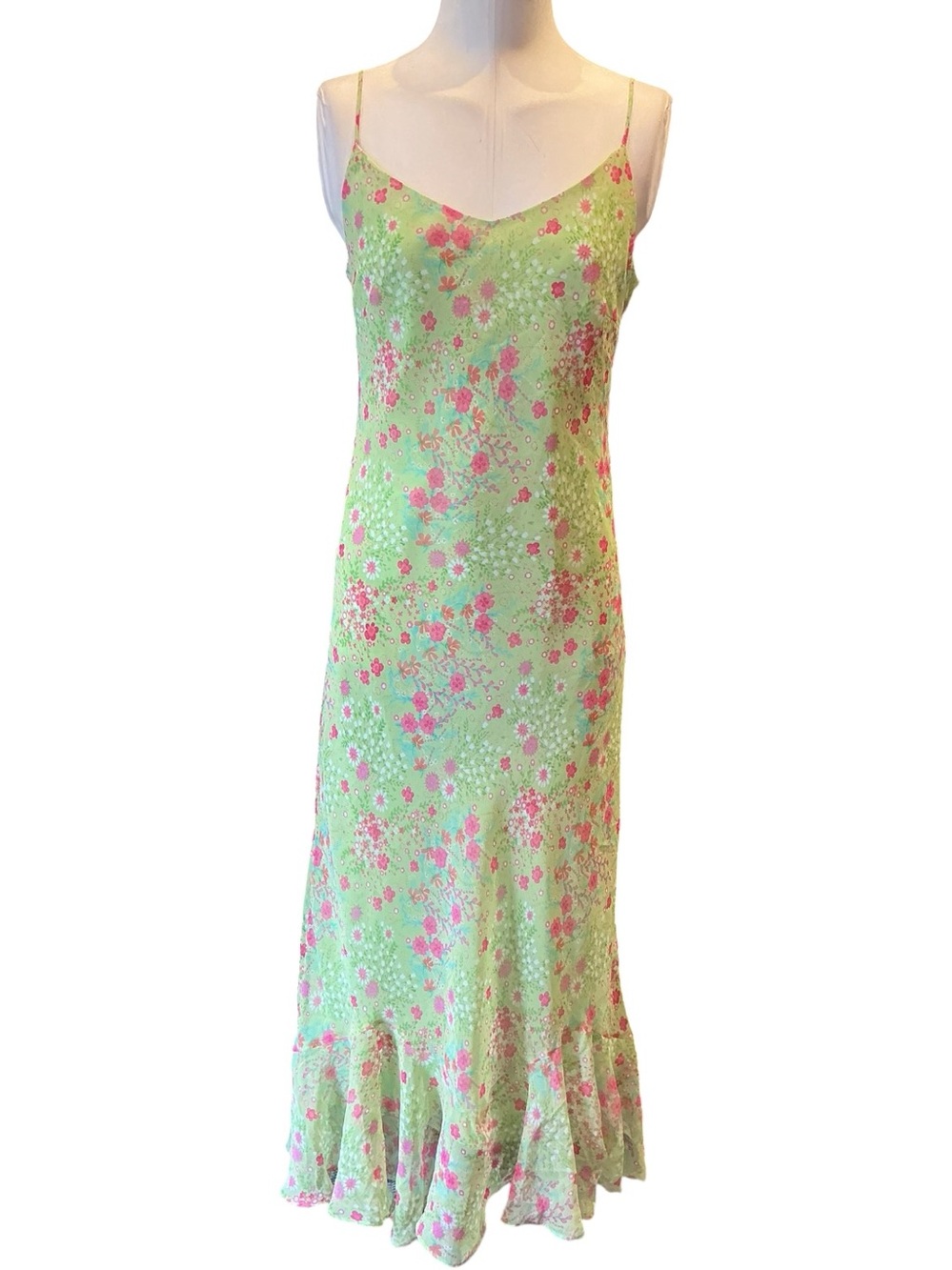 Vintage Y2K K Studio Floral Print Vneck Maxi Slip Dress